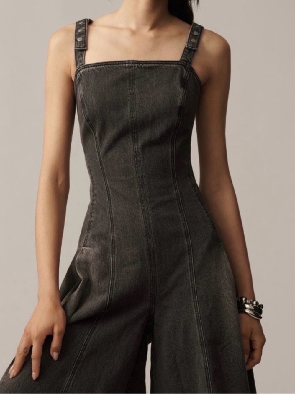 Anthropologie Pilcro Charcoal Sleeveless Denim Midi Jumpsuit - Picture 4 of 11